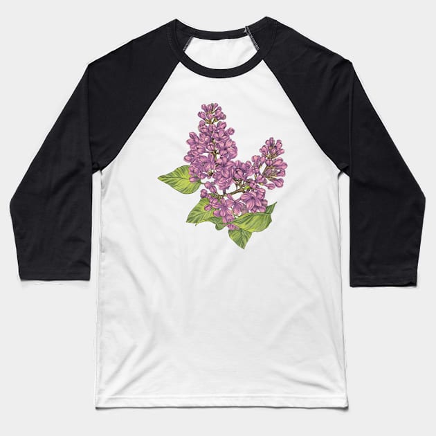 Hand-drawn lilac flower Baseball T-Shirt by orsinha